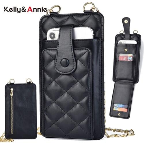 Pearl Beads Chain Small Phone Bag Women Brand Designer Pu Leather Ladies Mini Plaid Crossbody Messenger Shoulder Female Purse