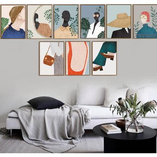 Minimalist Illustration Girl Abstract Wall Art Canvas Painting Nordic Posters And Prints Art Wall Pictures For Living Room Decor