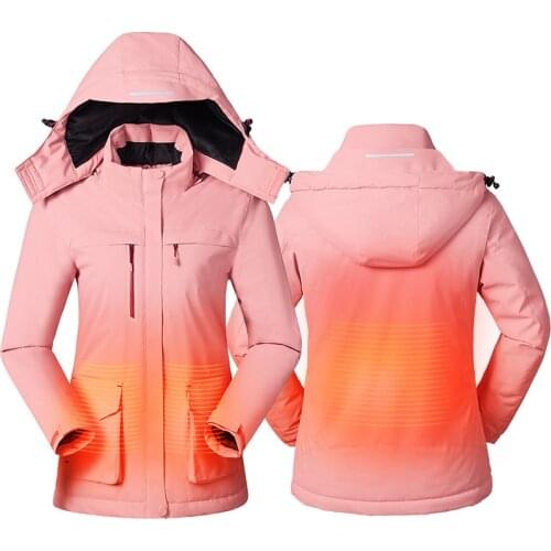 2019 Men Women USB heated Jacket Vest Winter Outdoor Lovers Long Hooded Heating Coat Electric Thermal Clothing Hiking Fishing