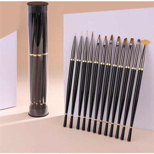 Luxury Japanese Metal Tube Nail Pen Set Painted Drawing Light Therapy Brush Smudge Nail Brush Tool