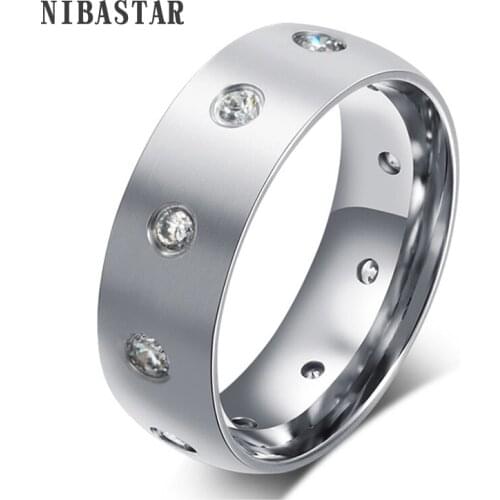 New Arrival Fashion CZ Crystal Channel Setting 316L Stainless Steel Engagement Ring For Women