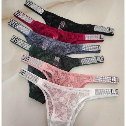 New letter rhinestone ladies thong, fashionable and comfortable lace sexy panties, briefs, panties, cotton crotch panties