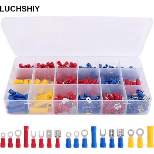 Crimping Terminals Wire Connector Electrical Wire Cable Connector Terminals Spade Butt Ring Fork Ring Lugs Rolled Terminals Kit