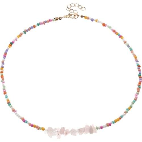 Irregular Crystal Stone Resin Beads Beaded Necklace for Women Colorful Clavicle Chains Short Necklaces Female 2021 Fashion New