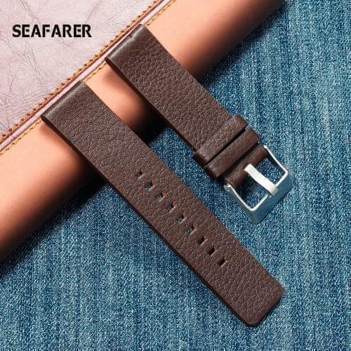 Genuine Leather Bracelet Watch Strap Watchband 22 24 26 28 30mm Wrist Watch Band For Diesel DZ7313 DZ7322 DZ7257 Belt Brown
