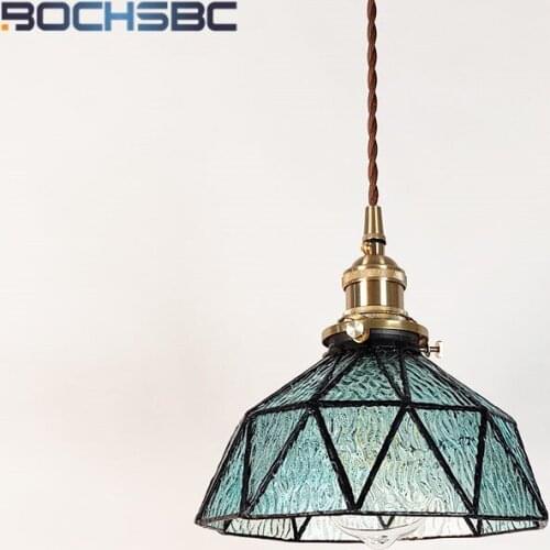 BOCHSBC Nordic Glass Pendant Lamp Bar Counter Hallway Corridor Home Deco Copper Light Dining Room Balcony Hanglamp Light Fixture