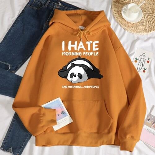 Lazy Panda I Hate Morning People Printed Sweatshirt Women hip hop Crewneck Hooded Loose Oversize Hoodies Autumn Fleece Clothing