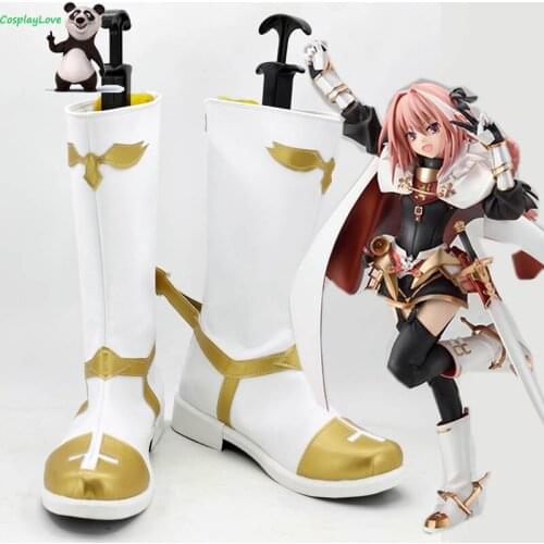 Fate Apocrypha Rider of Black Astolfo White Silver Cosplay Shoes Long Boots Leather CosplayLove