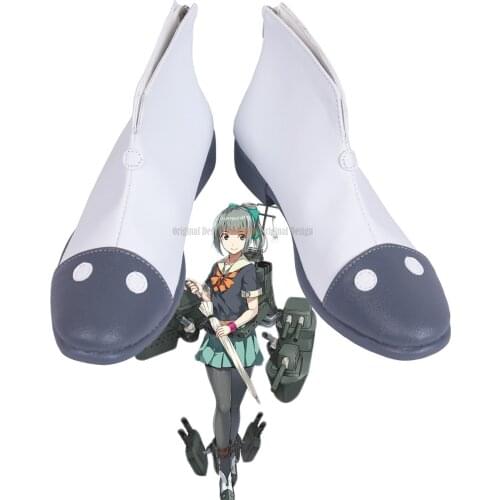 Kancolle Yuubari Shoes Cosplay Kantai Collection Yubari Cosplay Boots White Shoes Custom Made