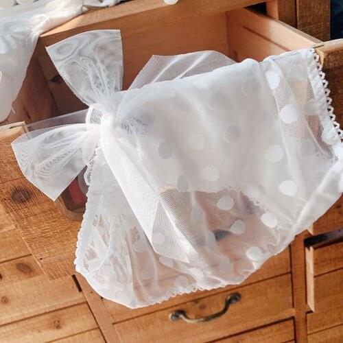 Japanese White Pink Black See Through Panties Briefs Sweet Underwear Women Seamless Lingerie Femme Sexy Thongs with Big Bow New