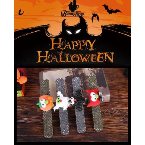 1PCS Kids Halloween Wrist Bracelet Toys Pumpkin Ghost Snap Ring Childrens Hand Decoration Costumes Soft Prom Dress Up Baby Toy