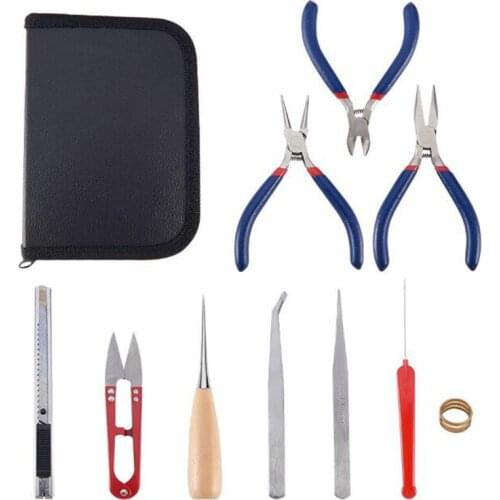 10pcs/set DIY Jewelry Making Tool Set with Pliers Knife Tweezer Scissors Beading Tool Kit Bracelet DIY Tools