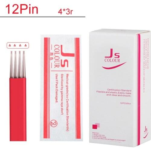 10PCS Microblading Manual Needles For Fog Eyebrow Semi Permanent Makeup Handmade Tattoo 12pins 4 Raws R3 Round Tebori Blade