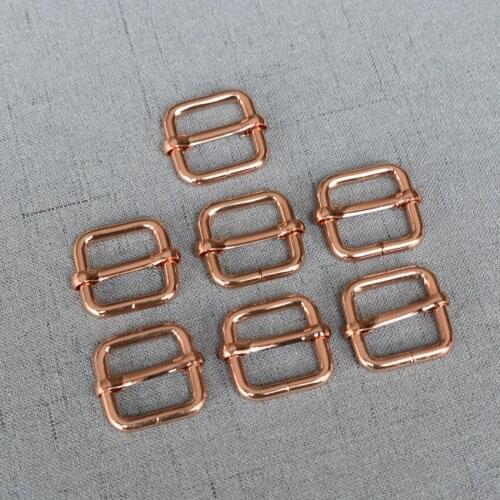 100 Pieces 20mm Rose Gold Metal Heavy Duty Rectangle Adjust Tri-glide Pin Buckle Slider Loop Thickness Shoulder Leather
