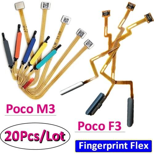 10Pcs/lot，New For Xiaomi Poco M3 Fingerprint Sensor Scanner Touch ID Home Button Flex Cable