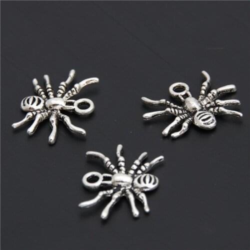 50pcs Halloween Jewelry Charms Spider Pendant Craft Supplies For Diy Craft Making A2951