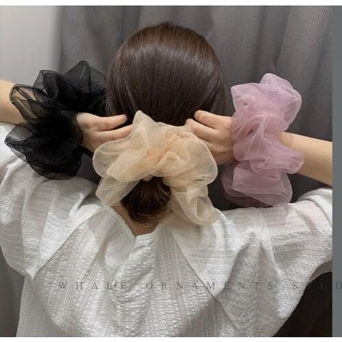 Aphrodite Organza Hair Ties Scrunchie Diameter 18CM Elastic Big Headband Women Girls Headwear Ponytail Holder Hair Accessories