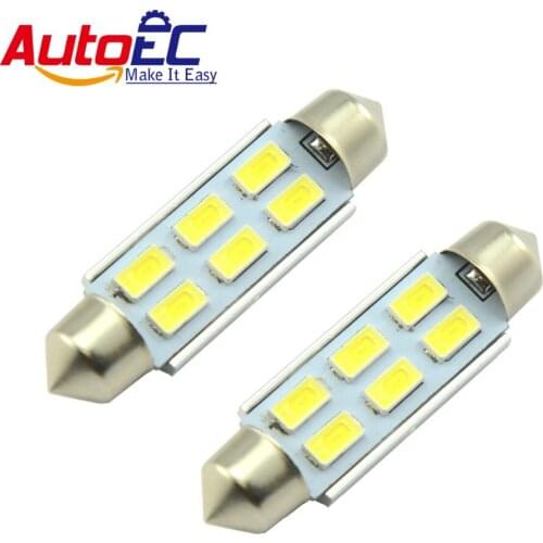 AutoEC 10x Festoon CANBUS 31/36/39/41mm C5W ERROR FREE 5630 6 LED Smd White/Ice Blue LED Dome Light SMD #LK21