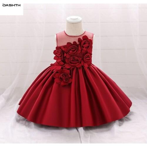 OASHTH Childrens dress new baby girl full moon baby dress flower baby wash dress