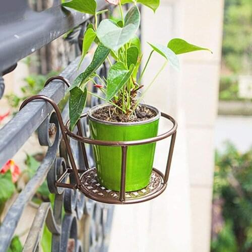 F1CC Railing Potted Plant Hanging Flower Pot Storage Basket Holder Balcony Rail Porch Fence Planter Shelf