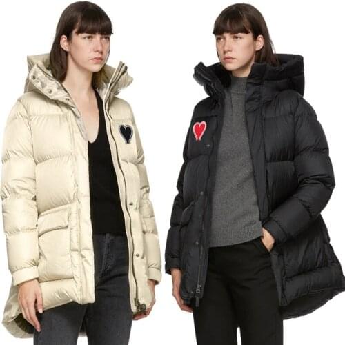 FNOCE 2021 new womens white duck down jackets fashion trends heart Embroidery hooded thickened warm eye catching parkas coats