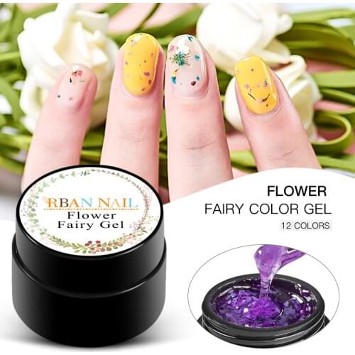 RBAN NAIL 5ml Flower Fairy Gel Soak Off Dried Flowers Nail Gel Polish Varnish Gradient Effect Long Lasting Manicure DI Nail Art