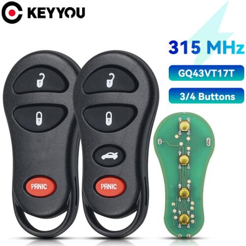KEYYOU GQ43VT17T For Dodge Jeep fit Chrysler Concorde 300M 2001-2004 GQ43VT9T Remote Car key Keyless key 3/4 BT 315Mhz GQ43VT17T