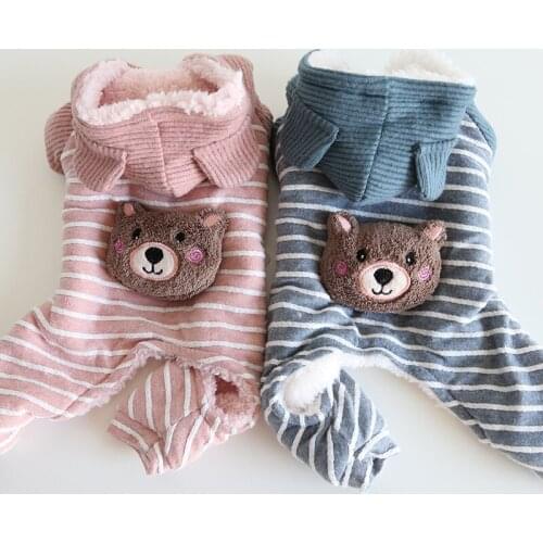 Cute Dog Jumpsuit Overalls Small Dog Clothes Winter Pet Clothing Thicken Warm Puppy Coat Outfit Pet Products Supplies Dropship