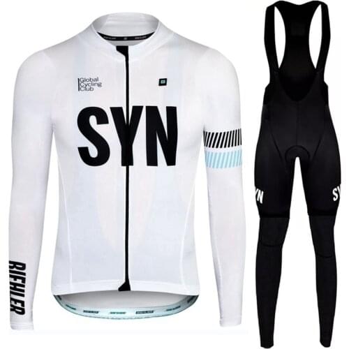 SYN Team Winter Thermal Fleece Cycling Set 5-15℃ Long Sleeve Jersey And Bib Pants Riding Bike outdoor sports Conjunto Ciclismo