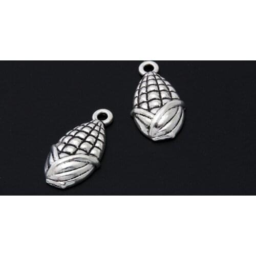 30pcs Silver Color Corn On The Cob Ears Charms Maize Food Pendant Jewelry Making DIY Handmade Craft Accessories Supplies A3386
