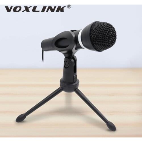 VOXLINK Microphone 3.5mm Wired Home Stereo Desktop Tripod MIC For Laptop YouTube Video Chatting Gaming Podcast Recording Meeting