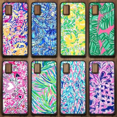 Fashion pink blue flower lilly Phone Case for Samsung A91 01 10S 11 20 21 31 40 50 70 71 80 A2 CORE A10