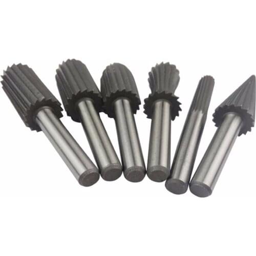 6pcs 6mm Engraving Bit Milling Cutter Burr Rotary Burr Set HSS Rotary Files For Metal Plastic Wood Electric Grinding Cutter File