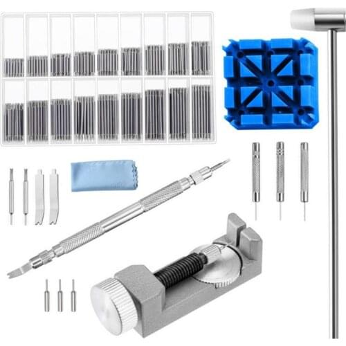 Watch Repair Set Of Tools Watch Band Link Remover Repair Tool Dual Head Hammer Watch Strap Holder Extra Pins Watch Accessories