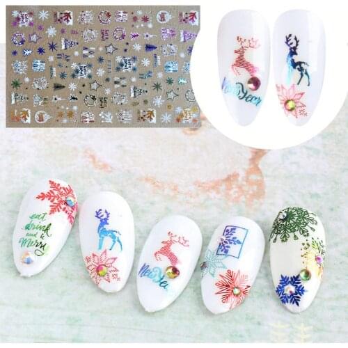 Nail Sticker Gloss 3D Effects Ultra Thin Christmas Gifts Nail Art Decals Glitter Foil Decor for Winter