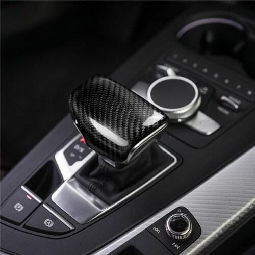 Real Carbon Fiber For AUDI A4 S4 RS4 B9 A5 S5 RS5 Q5 Q7 2016 2017 2018 2019 LHD AT Car Styling Gear Shift Knob Head Cover Trim