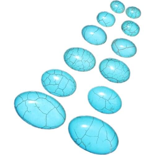 Multiple Size Cabochon Natural Stone Oval Turquoises Loose Beads DIY Jewelry Accessories Making For Handmade Inlaid Pendant Ring