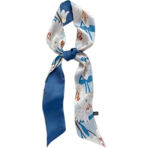 New Style 2020 French Style Romantic Floral Narrow Strip Ribbon Arm Bag Silk Scarf Hair Band Small Neckerchief Scarf
