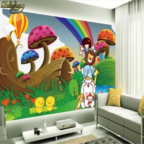 Beibehang custom wallpaper backdrop papel de parede for TV backpack wall paper Cartoon rainbow sky mushroom children background