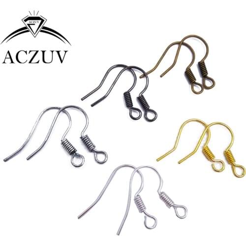 Wholesale 2000pcs Spring Earring Hooks Earwires Jewelry Findings Silver Gold Antique Bronze Copper Gunmetal Black