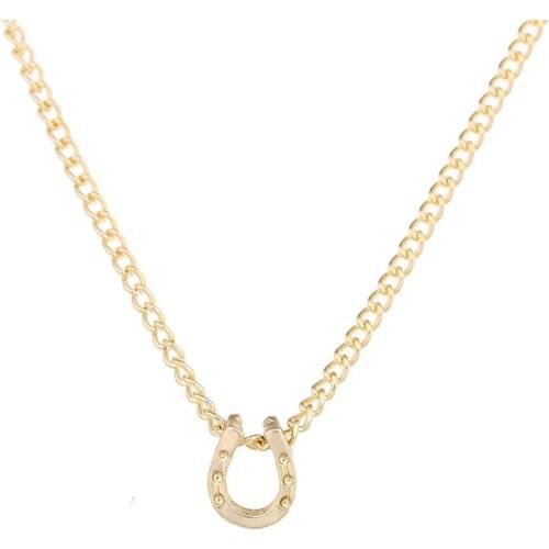 Lucky Horseshoe Pendant Necklace Women Men Vintage Jewelry Minimalist Gold Color U Shaped Collier Femme 2020 Jewelry Wholesale