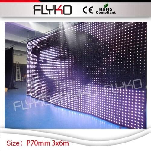 P70mm soft indoor 10ft*20ft fansy wedding decoration dj stage concert led video curtain