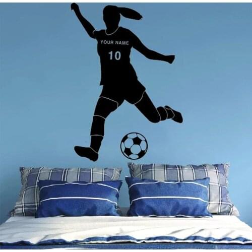 Personalized Soccer Girl Wall Art Decal , Persoanlized Name And Jersey Numbers, Wall Sticker, Sports Decal For Girl Bedroom E940