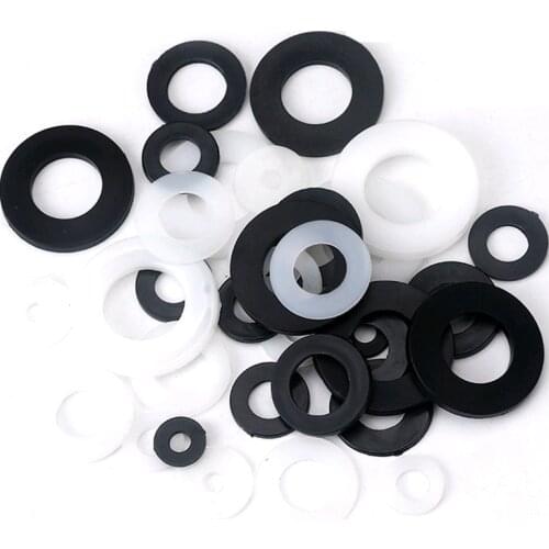 100pcs M1.5 M2 M2.5 M3 M4 M5 M6 M8 M10 M12 White Black Plastic Nylon Flat Washer Plane Spacer Insulation Gasket Ring For Screw