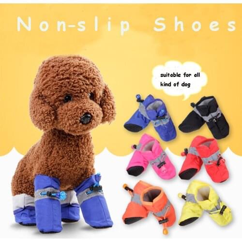 Colorful Warm Dog Shoes #1-7 Reflective Non-slip Shoes Boots Hiromi Bichon 3.5-6.5cm Pet Dog Feet Cover Waterproof Shoes 2.5-5.5
