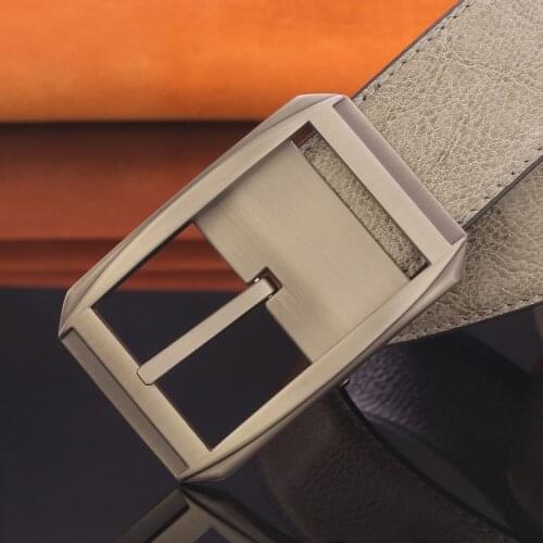 Grey Belt Men High Quality Classic Pin Buckle designer Cowskin Waist strap Casual genuine young boys Casual ceinture homme