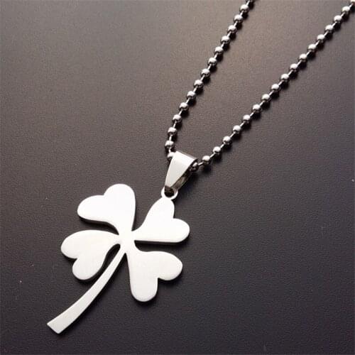 RONGQING 10pcs/lot 4-Leaves Clover Sweater Chain Necklace High Quality Stainless Steel Necklace Women