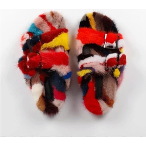 Womens Shoes 2021, Desing Fur Slides 100% Mink Slippes, Flat Sandals Woman , Summer Flip Flops Woman, Sandals, Womans Slippers