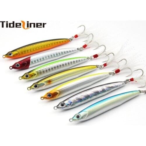 Tideliner Bullet Shaped Pencil Lure Sinking Ice Fishing Lures Vibrated Hard Bait 7 Pcs/lot 9g 15g 7cm 10cm Hook Artificial Bait
