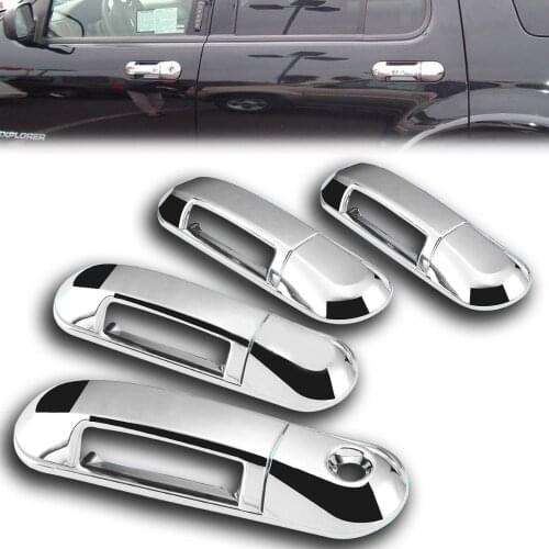 Triple Chrome Plated ABS 4 Door Handle without Passenger Keyhole Cover for 02-10 Ford Explorer 07-10 Explorer Sport Trac